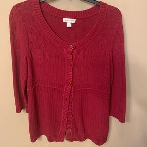 Women’s Christopher & Banks Cardigan, Red, XL, 3/4 Length Sleeves